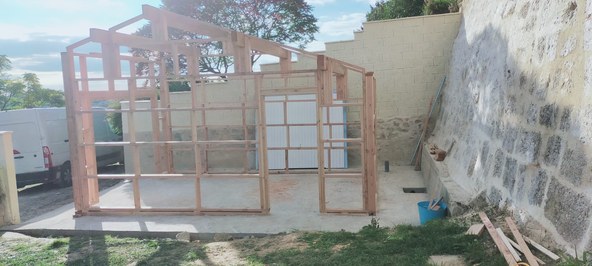 Ossature du garage bois